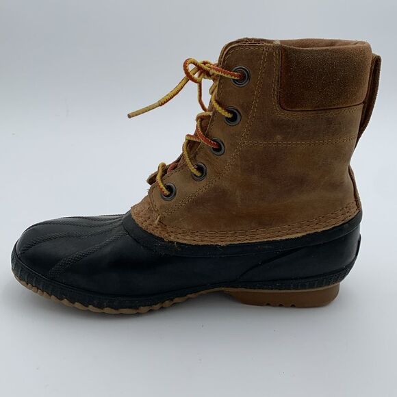 Sorel Cheyanne brown leather waterproof insulated duck boots Womans size 7 - Picture 3 of 11